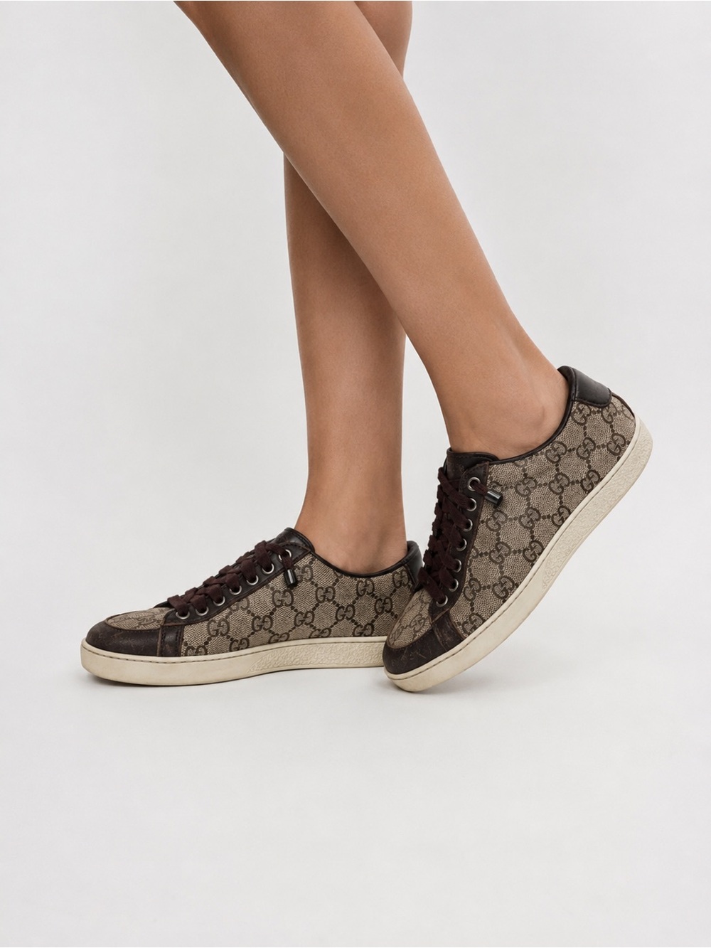 Gucci Brown GG Monogram Low-Top Sneakers